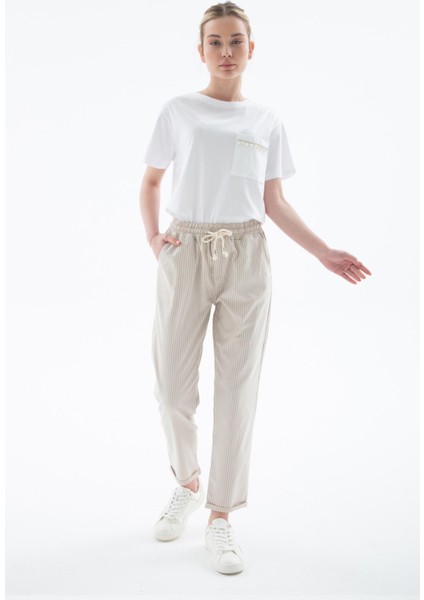 25Y0344K1 Kadın Çizgili Pantolon indirimleri