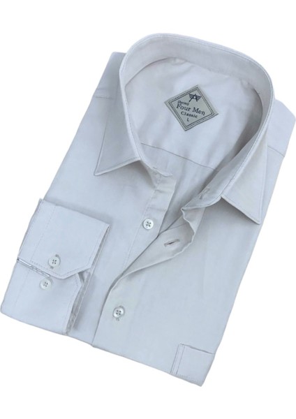 Klasik Rahat Kesim Düz Pamuk Erkek Gömlek