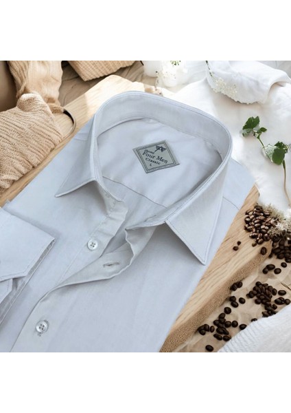 Klasik Rahat Kesim Düz Pamuk Erkek Gömlek fiyatları