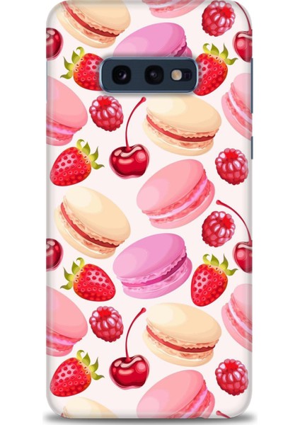 Samsung Galaxy S10E Kılıf Hd Baskılı - Makaron ve Çilekler