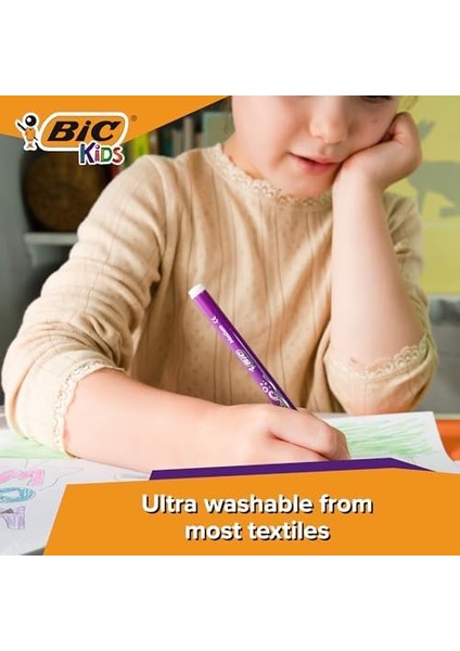Kids Kid Couleur Ultra Yıkanabilir Keçeli Boya Kalemi 24 Renk, Kolayca Çoğu Kumaştan Çıkar, Su Bazlı Keçeli Kalem fiyatları