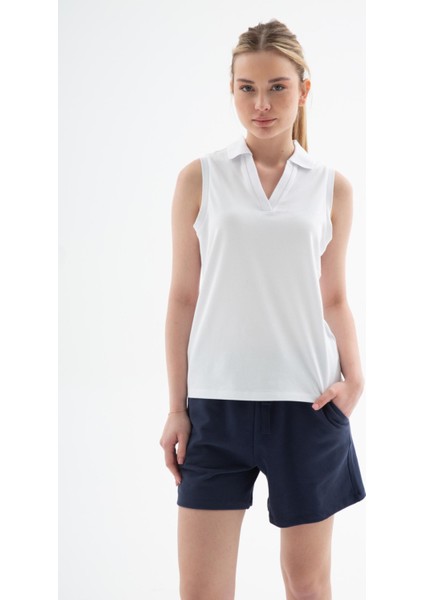 25Y0516K1 Kadın Polo V Yaka Kolsuz T-Shirt indirimleri