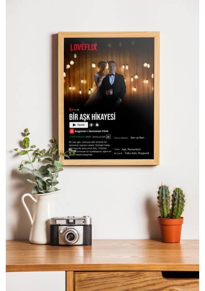 Loveflıx Fotoğraflı Kişiye Özel Ahşap Çerçeveli Tablo