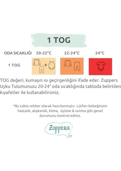 Pamuk Çocuk Ayaklı Uyku Tulumu - 1 Tog - (18-24 Ay) - Mint Yeşili