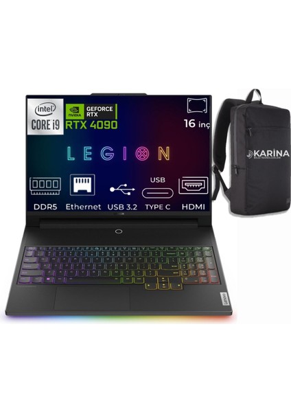 Legion 9 Intel Core I9 14900HX 83G0002VTR-00 96GB 2tb RTX4090 16GB Freedos 16" Taşınabilir Bilgisayar
