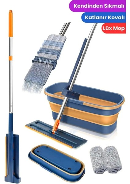 Kendinden Sıkmalı Mop Seti Kovalı Katlanabilir Tekerlekli Kova Kendinden Sıkmalı Mop Katlanabilir Tekerlekli Kova