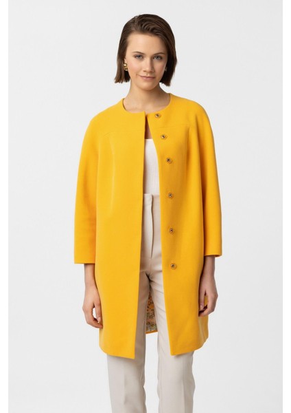 Sarı Xana Çıt Çıt Kapamalı Kemerli Truvakar Kol Kumaş Kaban fiyatları