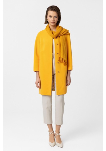 Sarı Xana Çıt Çıt Kapamalı Kemerli Truvakar Kol Kumaş Kaban indirimleri