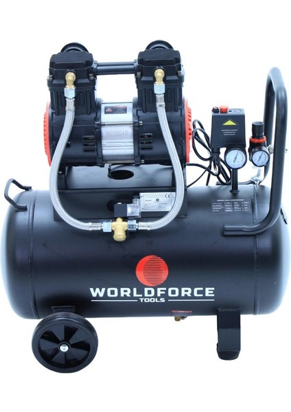 50 Lt 8 Bar Sessiz ve Yağsız Hava Kompresörü Çift Piston Hp 220V 282 Lt/dk 1440 Rpm