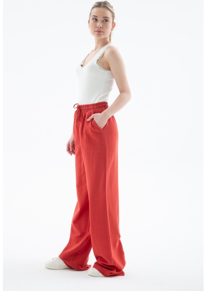 25Y0608K1 Kadın Geniş Paça Keten Pantolon fiyatları