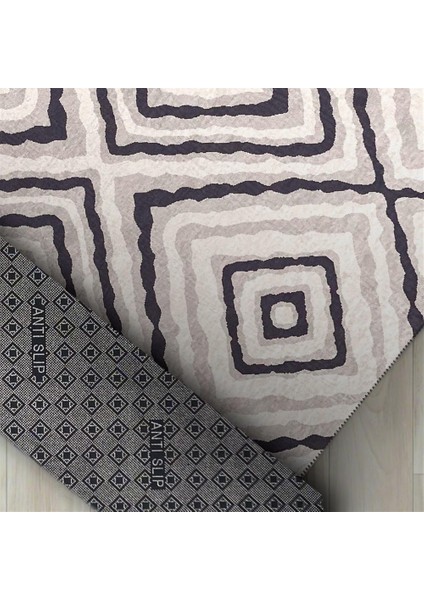 Iskandinav Tarzı Geometrik Karo Desenli Gri Tonlarda Halı Kaymaz Taban Makinada Yıkanabilir fiyatları