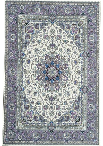 Bambu Halı Salon Halısı Post Pelüş Halı Klasik Desenli Lila Tonlarda Halı