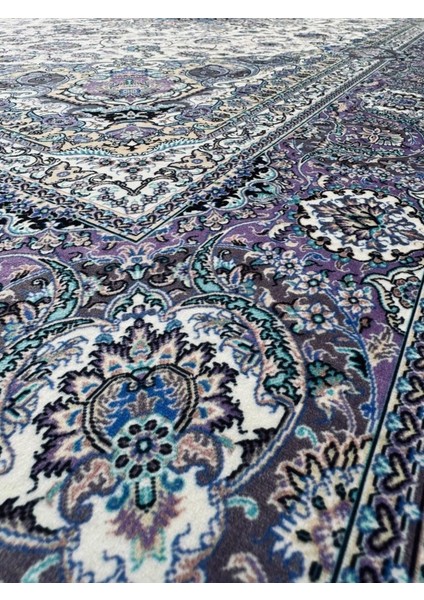 Bambu Halı Salon Halısı Post Pelüş Halı Klasik Desenli Lila Tonlarda Halı
