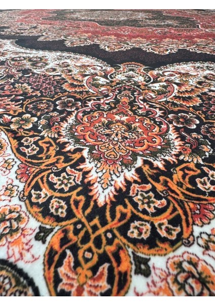 Bambu Halı Salon Halısı Post Pelüş Halı Klasik Desenli Kahve Kırmızı Renklerde Halı