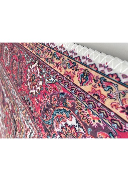 Bambu Halı Salon Halısı Post Pelüş Halı Klasik Desenli Pembe Halı
