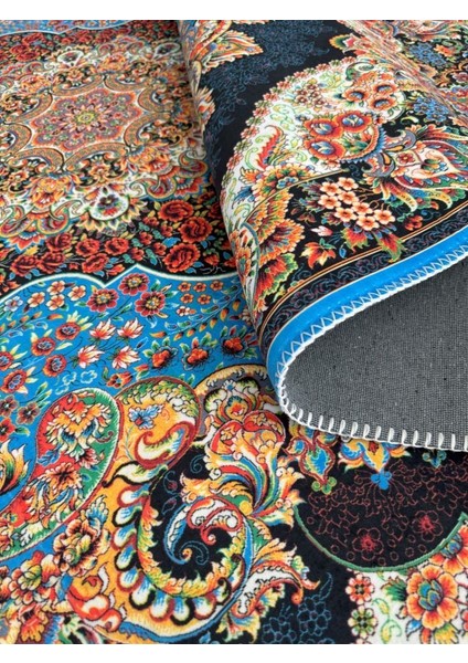 Bambu Halı Salon Halısı Post Pelüş Halı Klasik Desenli Karma Renkli Halı