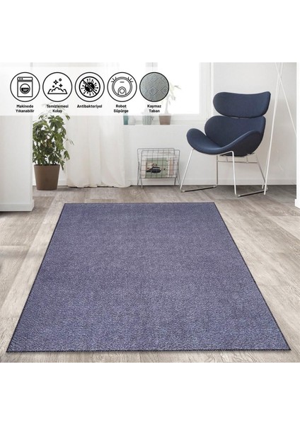 Modern Düz Kırçıllı Salon Oda Mutfak Halısı Koyu Gri Beyaz Halı Kaymaz Taban Yıkanabilir
