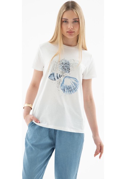 25Y0376K1 Kadın Baskılı T-Shirt