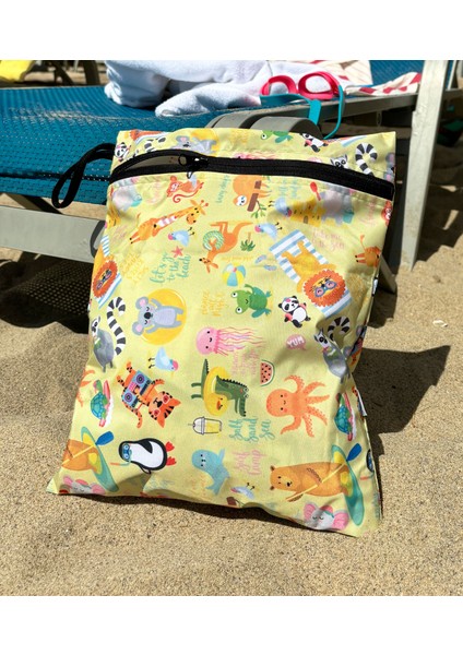 Ikili Set, Yorni Çanta 30X36CM, Summer ve 2-3 Yaş Bebek Bear Cream Tan El Yapımı Hakiki Deriden Patik