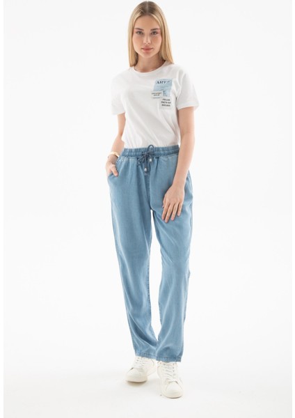 25Y0657K1 Kadın Beli Bağlamalı Denim Pantolon