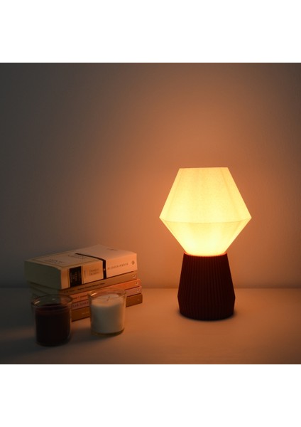 Aeon Abajur - Granit Başlıklı | Minimalist - Şık | Masa - Gece Lambası