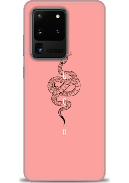 Samsung Galaxy S20 Ultra Kılıf Hd Baskılı - Pembe Yılan