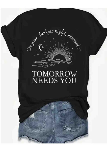 Gündoğumu Baskılı Özel Tasarım Oversize Tshirt