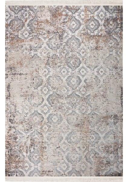 Baft 52200A Krem Yumuşak Dokulu Sık Dokuma Üst Kalite Vintage Ipek Bambu Halı
