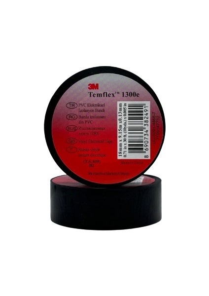 3m Temflex 1300E Pvc Elektrik Bandı - Siyah 18MM x 10M