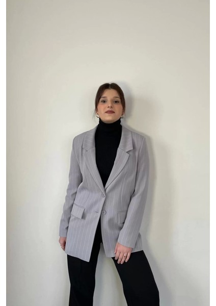 Çizgili Blazer Ceket