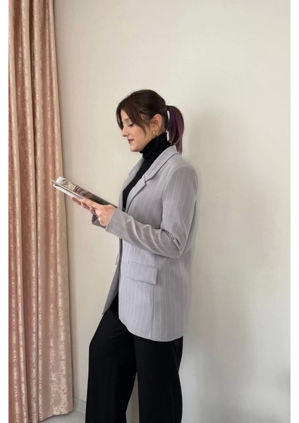 Çizgili Blazer Ceket