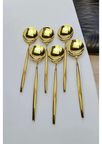 12'li Gold Paslanmaz Lüx Parlak Yemek Kaşıgı Yemek Çatalı Paslanmaz Çelik Şık Kaşık-Çatal fiyatları