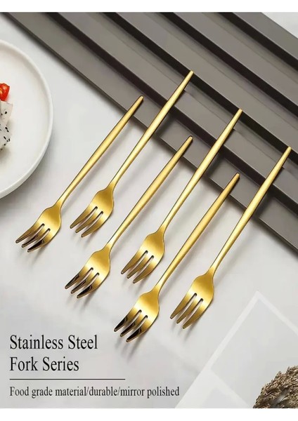 12'li Gold Paslanmaz Lüx Parlak Yemek Kaşıgı Yemek Çatalı Paslanmaz Çelik Şık Kaşık-Çatal fırsatları