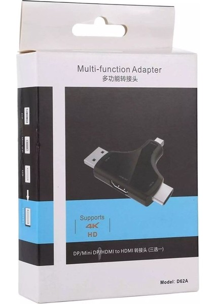 Mını Dp+Dp+Hdmı To HDMI 4K
