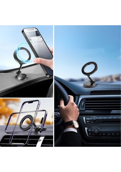 Tüm Telefonlarla Uyumlu Manyetik Araç Telefonu Tutacağı Katlanır 360 Derece Dönen Telefon Standı