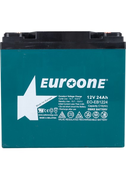 Euroone EO-EB1224 12V 24AH E-Bıke Elektrikli Bisiklet Aküsü (180 x 76 x 167 Mm) fiyatları