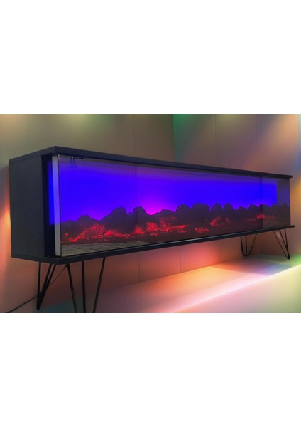 Tv Sehpası Full Şömineli Kumandalı Bluetooth Stereo Ses 6 Modlu Ünite Mdf Metal Ayak modelleri
