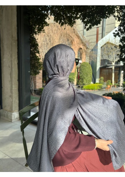 Taş Desen Pamuklu Jakar Şal-Antrasit