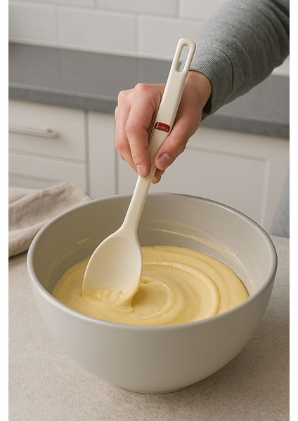 3lü Mini Plastik Spatula Kaşık Çatal Servis Seti Takımı-Isıya Dayanıklı-Teflon Tava Çizilme Karşıtı