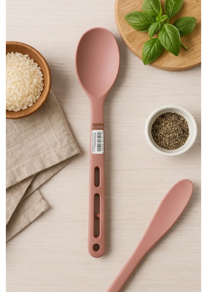 3lü Mini Plastik Spatula Kaşık Çatal Servis Seti Takımı-Isıya Dayanıklı-Teflon Tava Çizilme Karşıtı