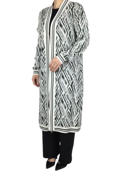 Kadın Önü Etek Ucu ve Kolağzı Ribanalı Desenli Ince Uzun Hırka fiyatları