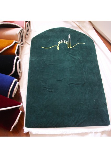 3 cm Süngerli Ortopedik Lüks Kadife Seccade Düz Renk Desensiz Namazlık Suni Deri Tabanlı 70 x 120 cm fırsatları