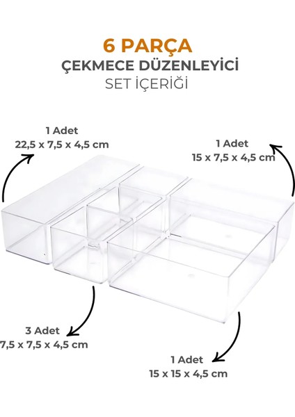 Ayarlanabilir Çekmece Içi Düzenleyici Set 6 Parça Takı Düzenleyici ve Makyaj Organizeri fırsatları