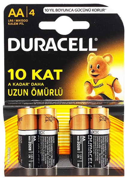 Pil LR6/MN1500 Aa 1.5 Volt Alkalin Kalem Pil (4lü Paket Fiyatı)