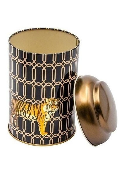 Tiger Desenli Yuvarlak Metal Saklama Kabı, 10,5 x 15 Cm, 1,1 Lt indirimleri