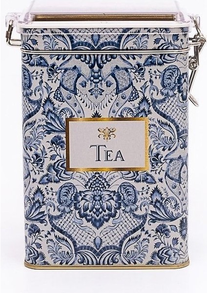 Lisbon Tea Desenli Şeffaf Kapaklı Metal Saklama Kabı, 7,5 x 10 x 15 Cm, 1 Lt fiyatları