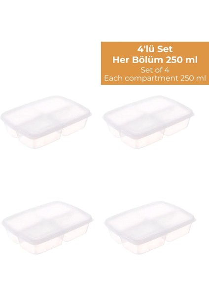 4 Bölmeli Buzdolabı Organizeri 1 Lt, Friz Düzenleyici, 4'lü Set