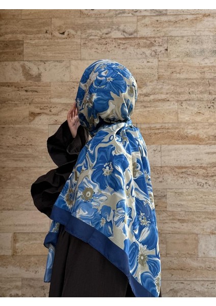 Pamuklu Mimoza Desen Şal- Lacivert/yağ Yeşil fiyatları