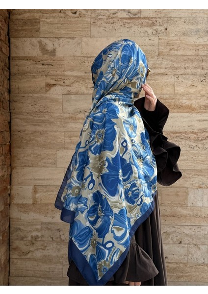 Pamuklu Mimoza Desen Şal- Lacivert/yağ Yeşil fırsatları