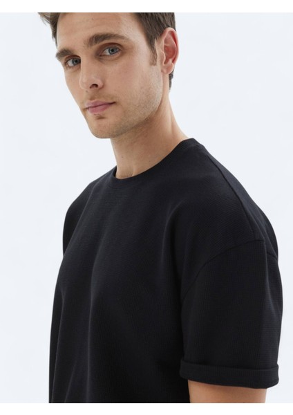 Siyah Bisiklet Yaka %100 Pamuk T-Shirt modelleri
